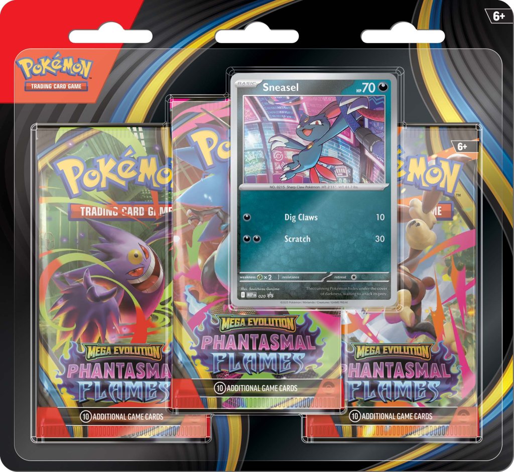 Pokemon TCG Mega Evolution Phantasmal Flames Three Booster Blister