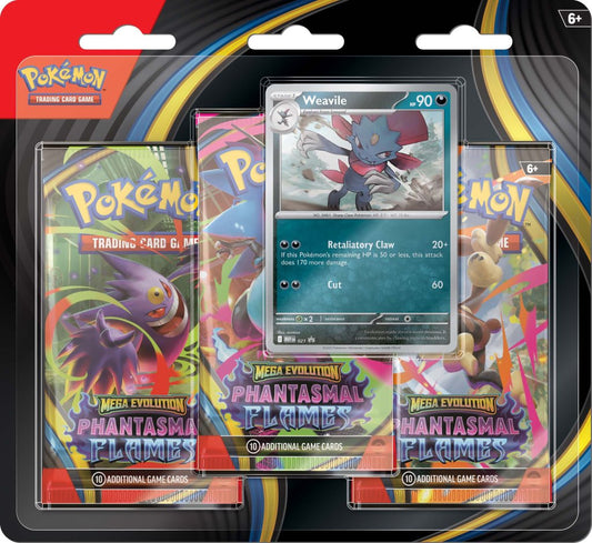 Pokemon TCG Mega Evolution Phantasmal Flames Three Booster Blister