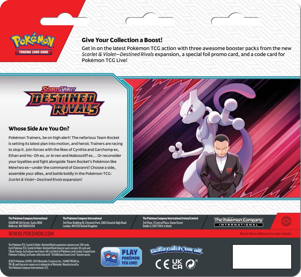 Pokemon TCG Scarlet & Violet Destined Rivals Three Booster Blister